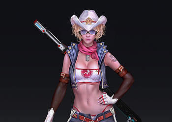 Cowgirl, pink, black, ares, fantasy, glasses, hat HD wallpaper