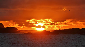 Nature, Sunset, Sea, Sun, Twilight, Rocks, Dusk HD wallpaper