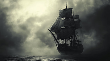 Phantom Ship : A Haunting Voyage, phantom ship, ship, ocean, storm, cloud HD wallpaper