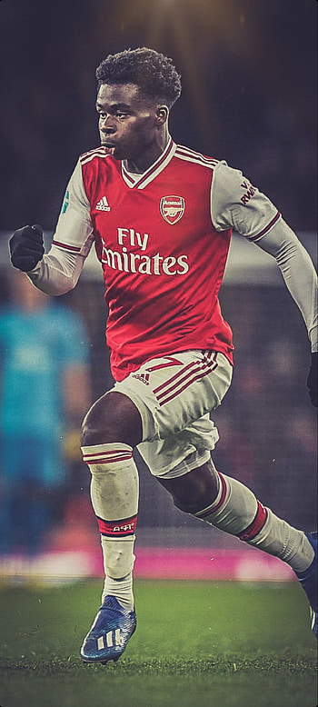 Bukayo Saka, epl, england, football, wing, arsenal, ucl HD phone wallpaper