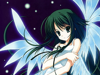 Anime, Girl, Wings, Pretty, Brunette HD wallpaper