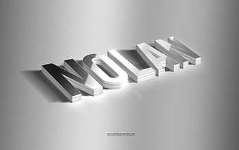 Nolan, silver 3d art, gray background, with names, Nolan name, Nolan greeting card, 3d art, with Nolan name HD wallpaper