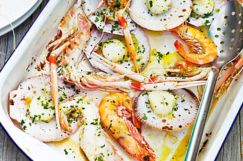 Roasted seafood, Lemon and herbs, Flavorful dish, Seafood extravaganza HD wallpaper