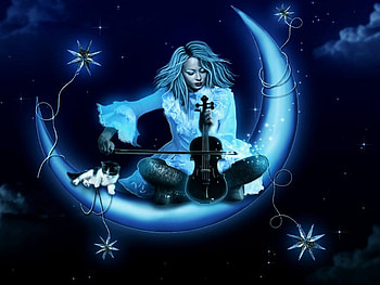 Moon Dreams, blue, music, moon, dream HD wallpaper
