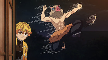 Dynamic Duo: Inosuke and Zenitsu in, Anime, Demon Slayer: Kimetsu no Yaiba, Inosuke Hashibira, Zenitsu Agatsuma HD wallpaper
