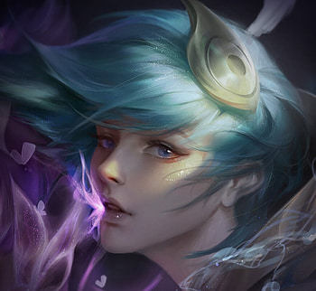 Fantasy girl, blue, pink, frumusete, rishengrisheng, fantasy, art, face, luminos HD wallpaper