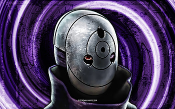 Masked Obito, violet grunge background, Naruto, Obito Uchiha, Naruto characters, vortex, samurai, Tobi, Obito Mask, manga, Uchiha Obito, artwork, Obito Uchiha Naruro HD wallpaper