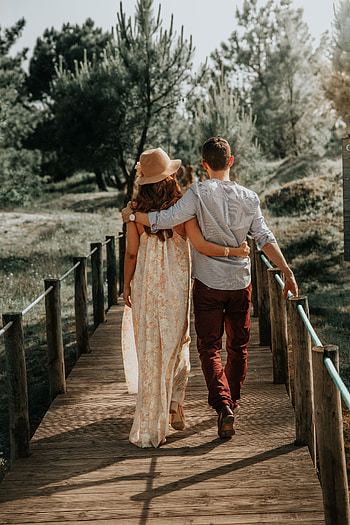 Love, Couple, Pair, Bridge, Romance, Embrace HD phone wallpaper
