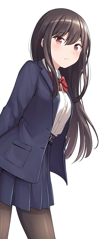 Midnight Schoolgirl, Crimson Ribbon, After-Class Stroll, Serene Portrait, Anime, girl, anime girl HD phone wallpaper