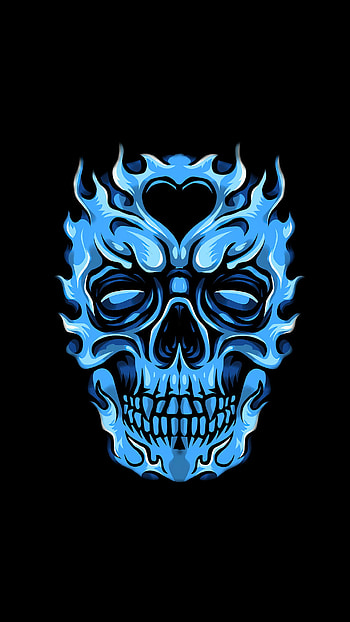 Blue skull, electric blue, art HD phone wallpaper
