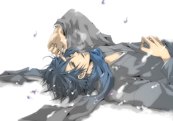 Kaito, anime, snow, vocaloid, scarf, male HD wallpaper