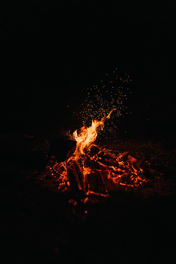 Fire, Bonfire, Night, Dark, Sparks HD phone wallpaper