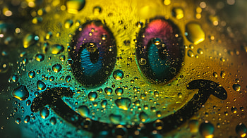 Vibrant Smile – Happy Face Water Droplets Background, smile, happy face, smiley face, water drop, colorful HD wallpaper