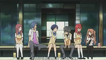 Summer with friends, guys, girl, anime, sitting HD wallpaper