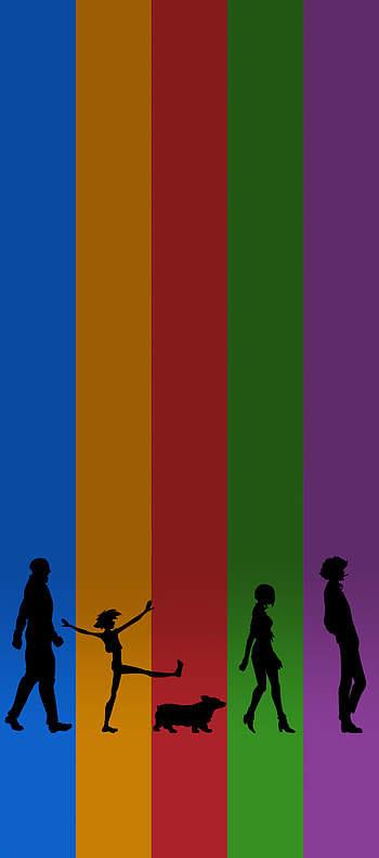 Cowboy Bebop Walking, red, green, blue, yellow, purple HD phone wallpaper