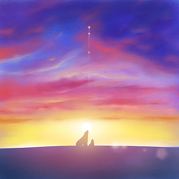 Sunset, Art, Horizon, Silhouettes, White Bears, Polar Bears HD phone wallpaper