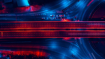 Highway Road, Road, night, aerial, highway HD wallpaper