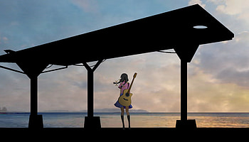 Anime girl, minimal, Tsubasa Hanekawa, sunset, outdoor HD wallpaper