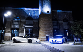 Lamborghini Vs Audi, lamborghini, lamborghini-murcielago, cars, audi, audi-r8 HD wallpaper