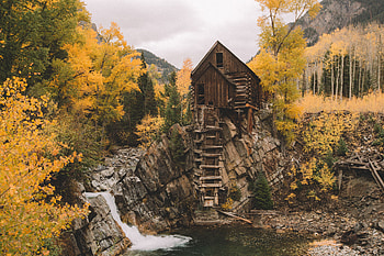 Nature, Rivers, Rock, Wood, Wooden, Small House, Lodge HD wallpaper