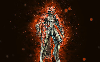 Chroma, brown neon lights, Warframe characters, RPG, Warframe, Chroma Build, Warframe Builds, Chroma Warframe HD wallpaper