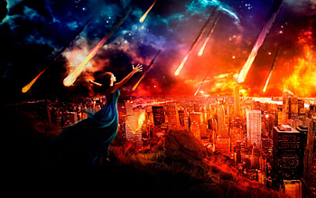 Apocalypse Now!, awesome, , town, wonderful, nice, fantastic, adorable, girl, apocalypse now, woman, pretty, fireballs, fire, skyphoenixx1, great, flames, , meteor shower, outstanding, disaster, buildings, abstract, amazing, marvellous, hill, stunning, city, apocalypse, meteors, beautiful, super, armageddon, clouds, meteor HD wallpaper