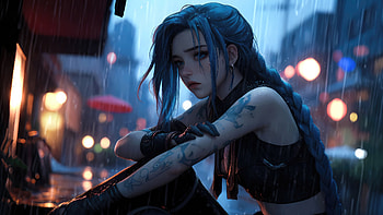 Jinx In Rain League Of Legends, jinx-league-of-legends, league-of-legends, arcane, netflix, tv-shows, deviantart HD wallpaper