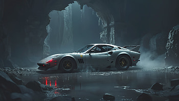 Ferrari In Cave, ferrari, cars, ai, deviantart HD wallpaper