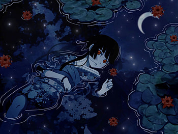hell girl, anime, moon, flowers, girl, manga HD wallpaper