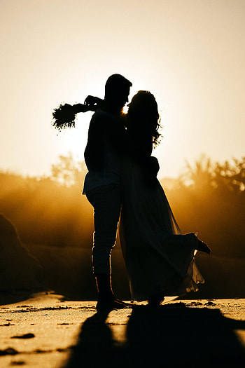 Sunset, Love, Wedding, Silhouette HD phone wallpaper