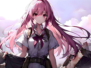 Anime girl on a devastate land, school uniform, AI Art, Anime, girl, anime girl HD wallpaper