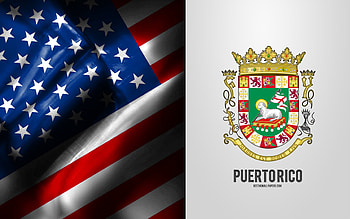 Seal of Puerto Rico, USA Flag, Puerto Rico emblem, Puerto Rico coat of arms, Puerto Rico badge, American flag, Puerto Rico, USA HD wallpaper