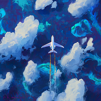 Art, Sky, Clouds, Flight, Plane, Airplane HD phone wallpaper