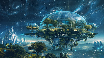 Galactic Bliss: A Ultra of a Floating City, Sci Fi, Floating City, futuristic, cityscape, space HD wallpaper