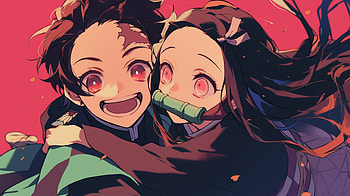 : Kawaii Tanjiro & Nezuko from Demon Slayer, Anime, Demon Slayer: Kimetsu no Yaiba, Tanjiro Kamado, Nezuko Kamado, kawaii HD wallpaper