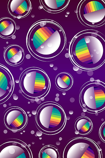 Balls, circles, Rainbow, digital art HD phone wallpaper
