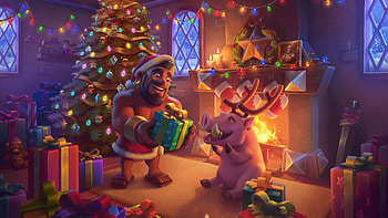 Clash of Clans Christmas Cheer - Ultra, video game, Clash of Clans, christmas tree, fireplace, gift HD wallpaper