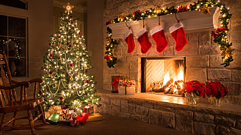 Christmas, Fireplaces HD wallpaper