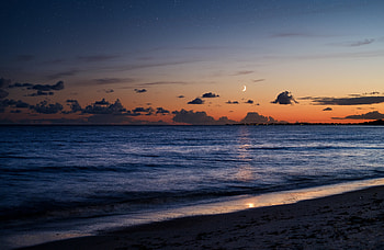 Beach Sea Evening Moon , beach, evening, moon, nature HD wallpaper