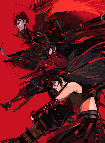 Oda Nobunaga, red, black hair HD phone wallpaper