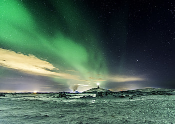 Winter, Nature, Sky, Snow, Starry Sky, Northern Lights, Aurora Borealis, Aurora, Natural Phenomenon HD wallpaper