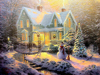 Christmas Time, snowman, snow, christmas, house HD wallpaper