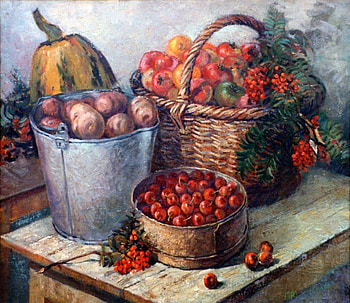Country Fresh Goodies, wooden, table, berries, gourd, grown, vegtables, fruits, pail, country, potatoespan, healthy, basket HD wallpaper