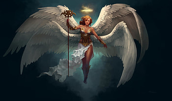 Angel, wings, blue, white, fantasy, girl, luminos HD wallpaper