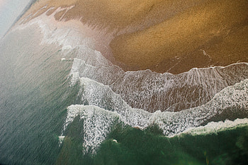 Beach, sea waves, aerial view, nature HD wallpaper