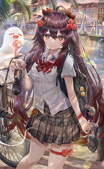 Hu Tao, art, graph, genshin, videogame, impact, anime HD phone wallpaper