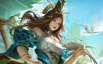 Fantasy girl, crane, bird, skinballtiger, blue, frumusete, fantasy HD wallpaper