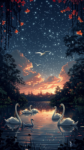 Majestic Swan Lake Twilight, bird HD phone wallpaper