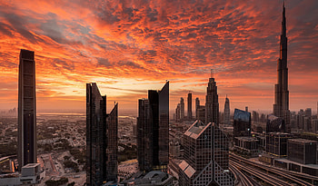 United Arab Emirates, Skyscrapers, Clouds, Beautiful views HD wallpaper