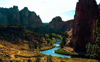The Crooker River in Smith Rock State Park, oregon, sky, mountains, rocks, usa HD wallpaper